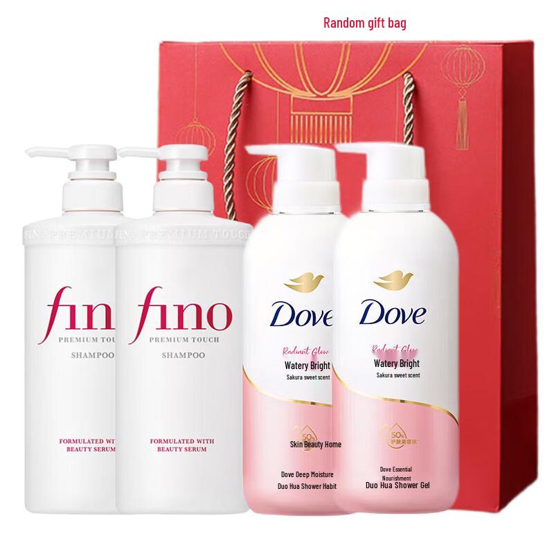 Fino Premium Touch Shampoo & Dove Sakura Body Wash Set