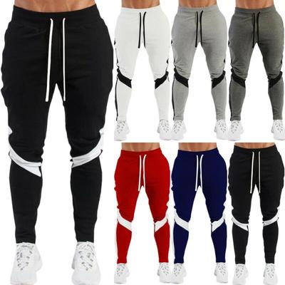 Jogginghose für Herren, Jogginghose, Jogginghose, Kordelzug, lässig, schmale Passform, lange Hose, Sport, Fitnessstudio, dick, Patchwork