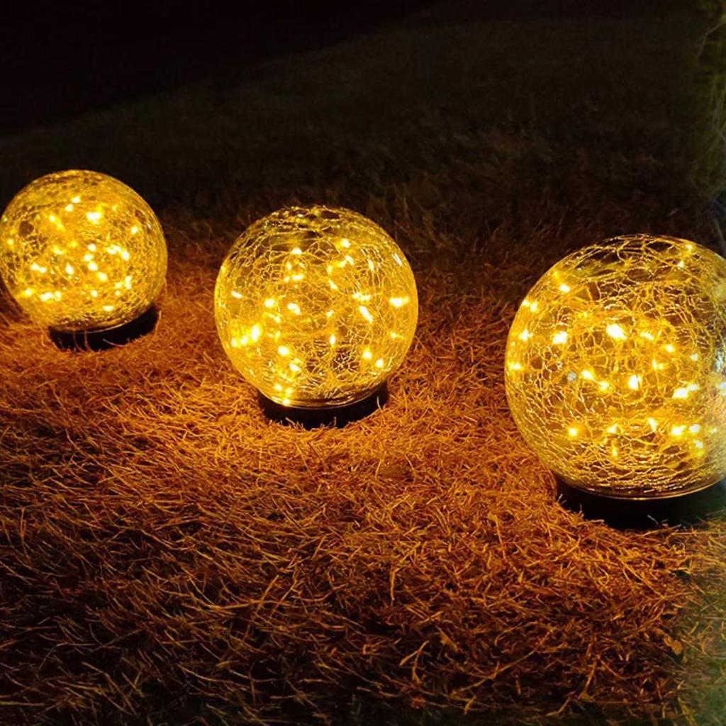 Solar Crackle Glass Stake Light - Outdoor Hanging Courtyard Decoration, Creative Mason Jar Light for Christmas