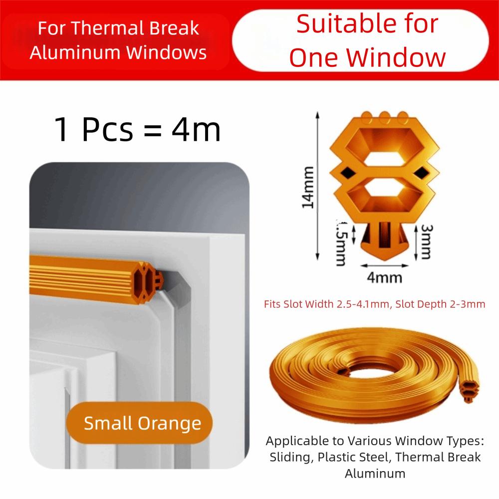 

TPE Insulation Strip Bilateral Dustproof Strip New Door Seal Strip Insulation Application Orange Small
