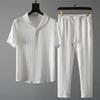 (Shirt+Trousers) Summer Arrival Men Fashion Classic Shirt Men Business Casual Shirts Men A Set of Clothes Size M-4XL