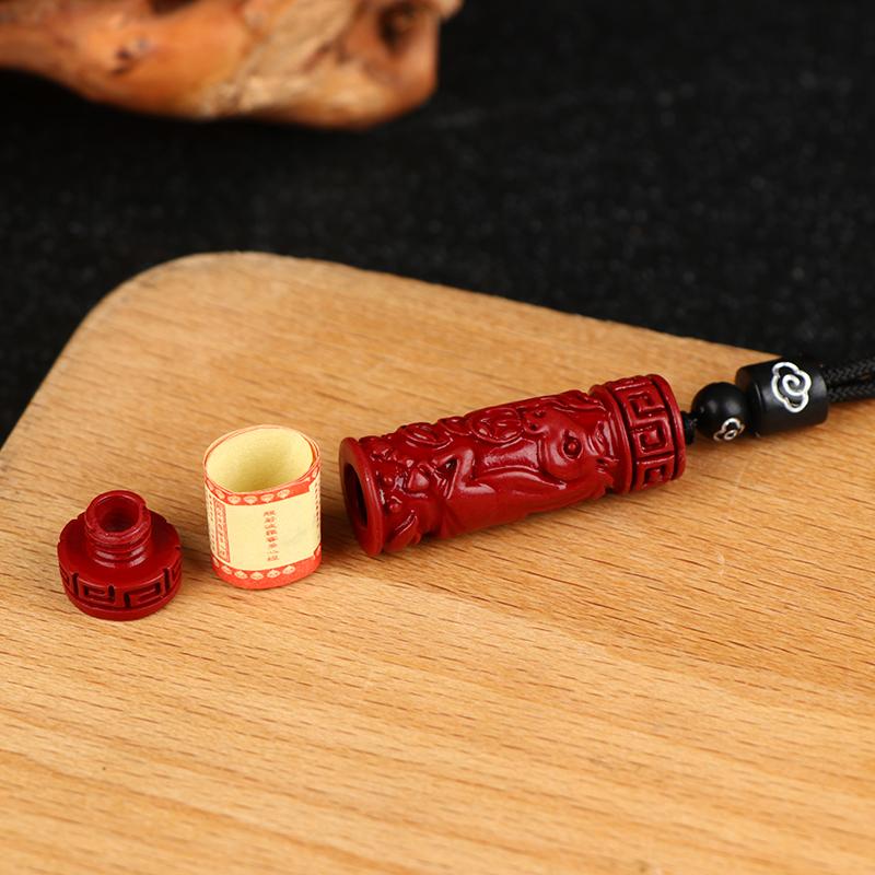 Luxuriöser roter Zinnober Anhänger Chinesisches Tierkreiszeichen Herzsutra Halskette Echter Naturschmuck Damen Accessoires Energie Geschenke