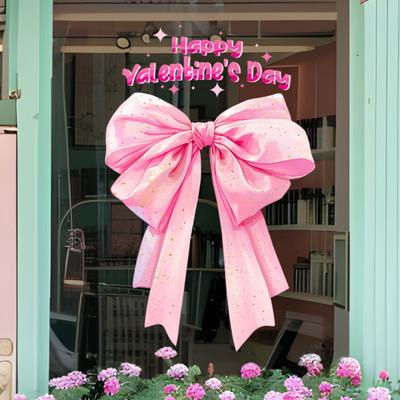 Valentinstag Fenstertattoo Abnehmbar Wasserdicht PVC Rosa Schleife Liebesbrief Herz Statischer Glassticker Hochzeit Feiertagsparty Fensterdekoration Aufkleber