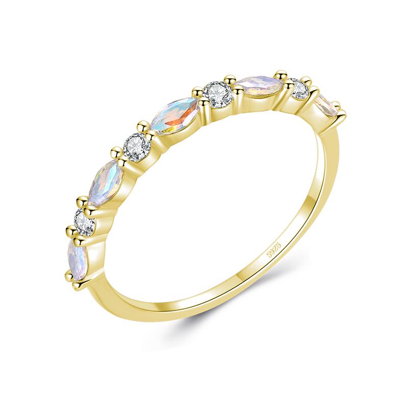 

New 925 Sterling Silver Shiny Moonstone Stackable Rings Simple Charm Finger Ring for Women Minimalist Female Fine Jewelry 5