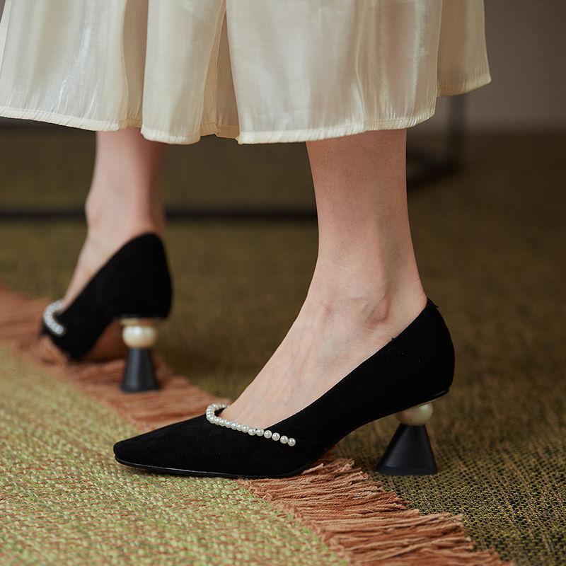 Fashion Pointed Toe White Women's Summer Footwear Shoes for Woman 2024 Pumps Pearl High Heels Black On Heeled Wedding Bride Shoe 39 Y2k