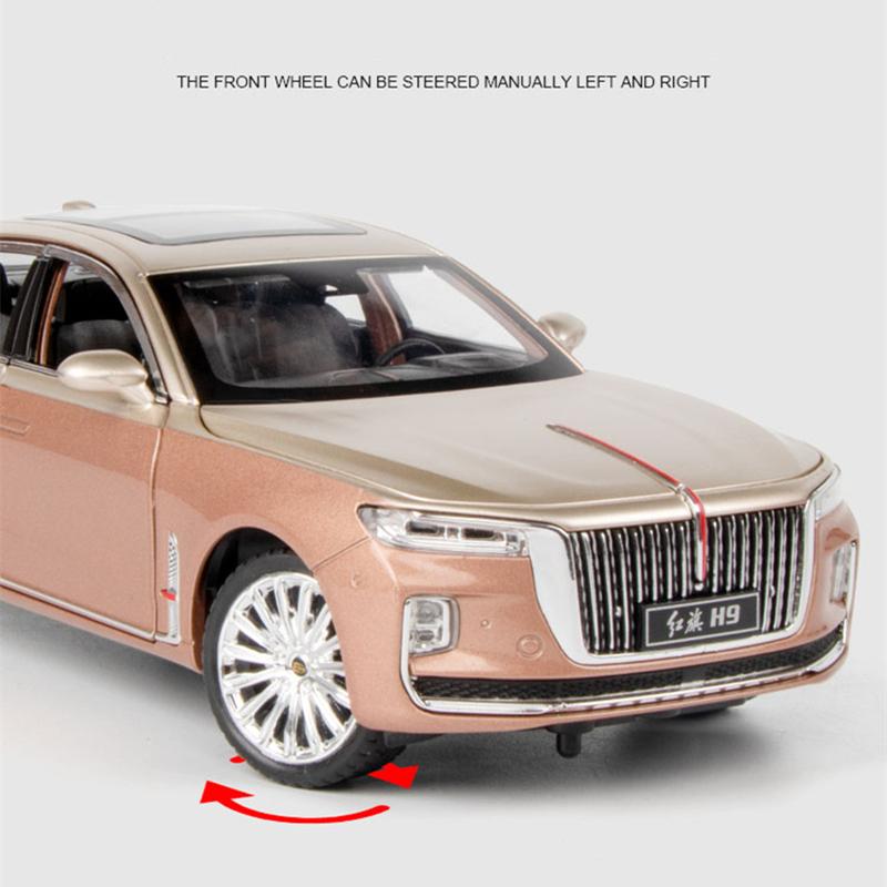 1/24 Hong Qi H9 Alloy Luxy Car Model Diecast Toy Vehicles Metal Car Model High Simulation Sound Light Collection Childrens Gifts