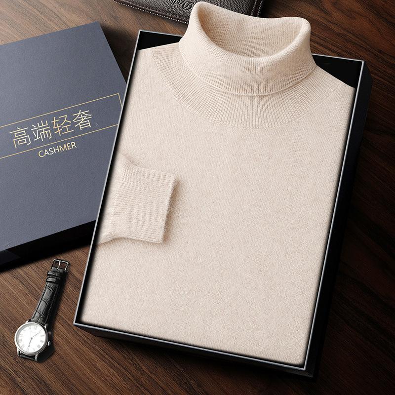 High lapel cashmere sweater men's new loose warm sweater wool sweater inside