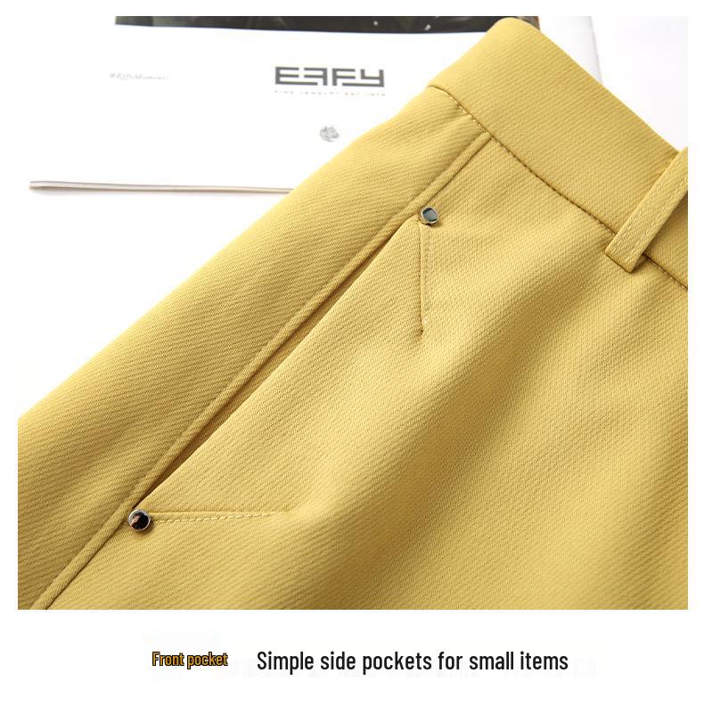Women's Spring 2026 Nine-Tenth Length Curved Leg Wide-Leg Pants - Loose, Petite, Straight-Leg Suit Style