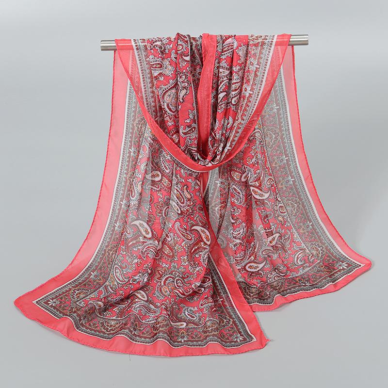 Luxury Chiffon Silk Scarf Spring Summer Scarf Women Head Scarf Beach Shawls Bandana Headband Muslim Hijabs Black Scarf/Scarves