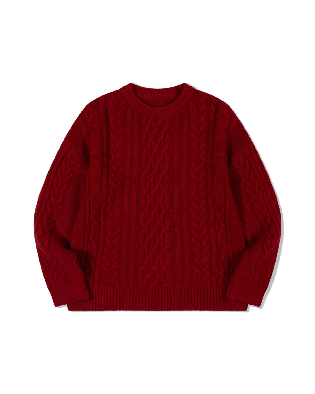 Moa Classic Cable Knit Top (Red) Red/S