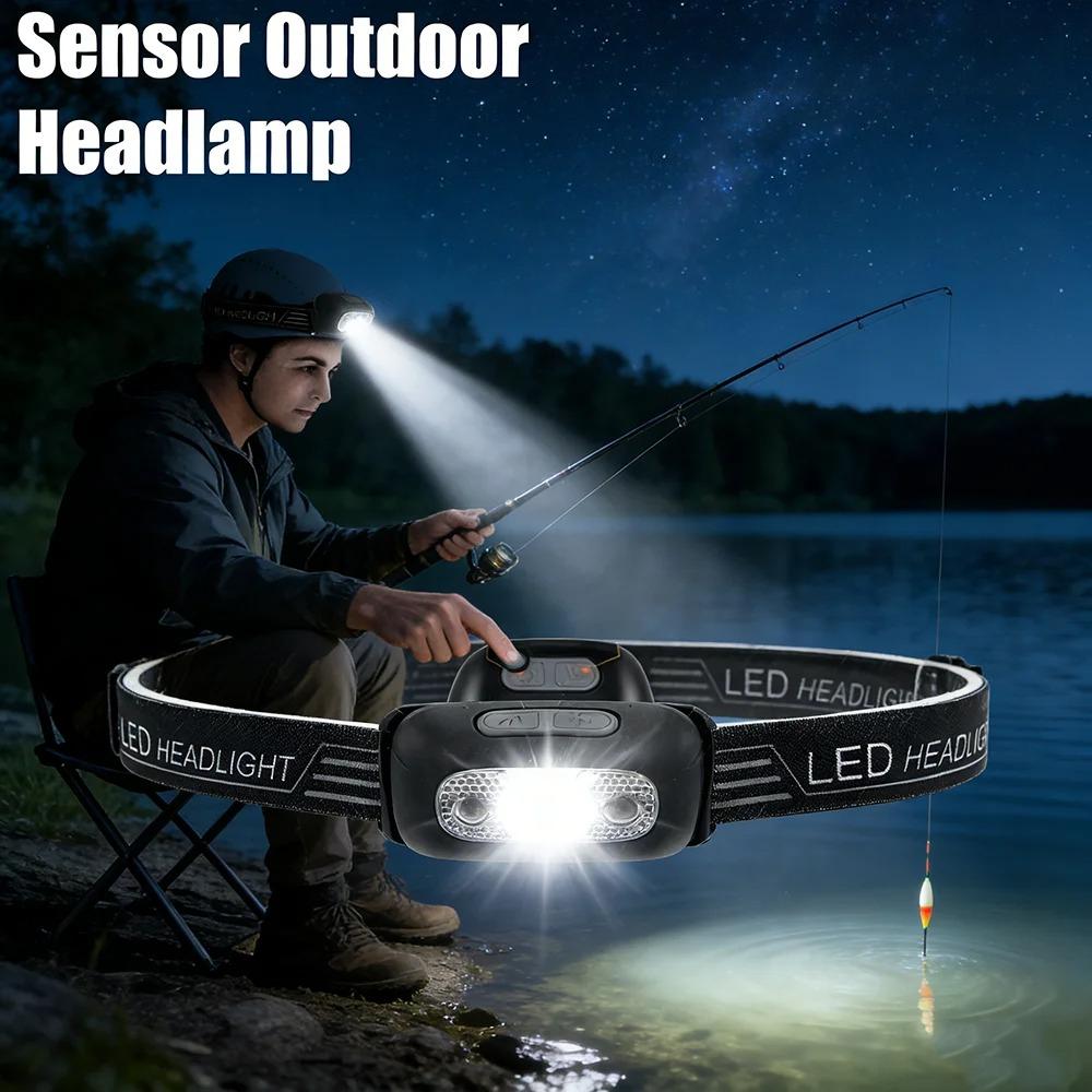 Led Head-Mounted Strong Light Fishing Induction Headlamps Mini LED Charging Headlight Camping Flashlight Portable Torch Lamp