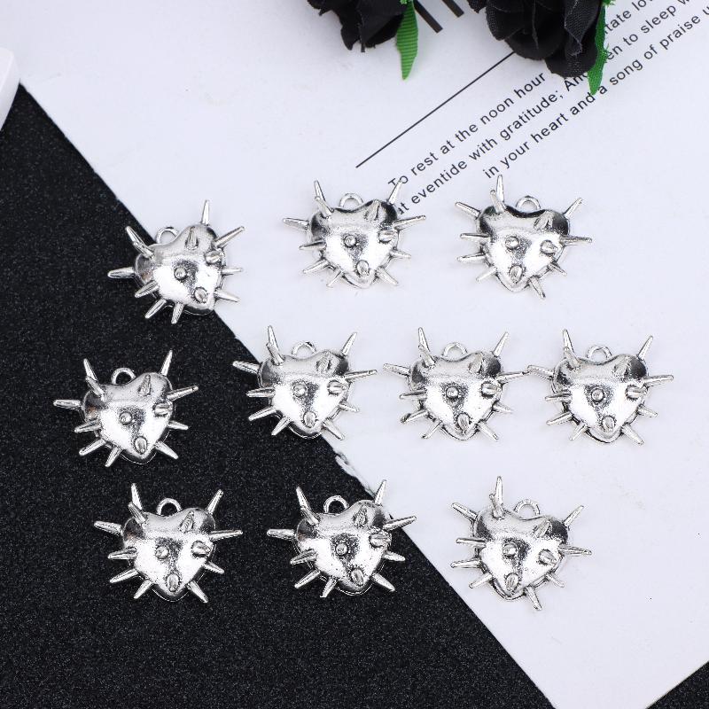 

10Pcs Gothic Heart Thorns Spike Charms Punk Necklace Earring Diy Accessories For Jewelry Handicraft Making серебряный
