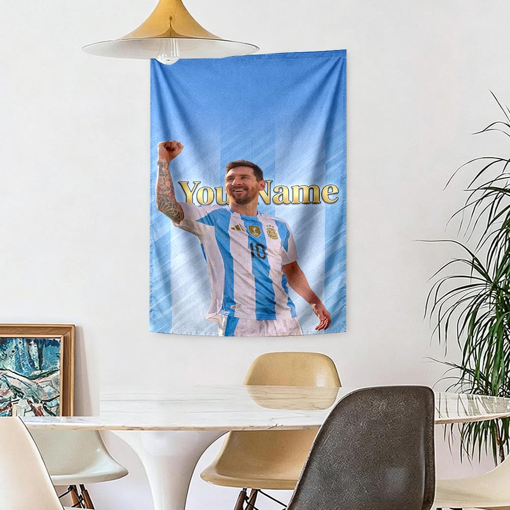 Messi Custom Your Name Wall Decor Tapestry Art For Pet Memorial Birthdaywedding Party Backdrop Family Gift