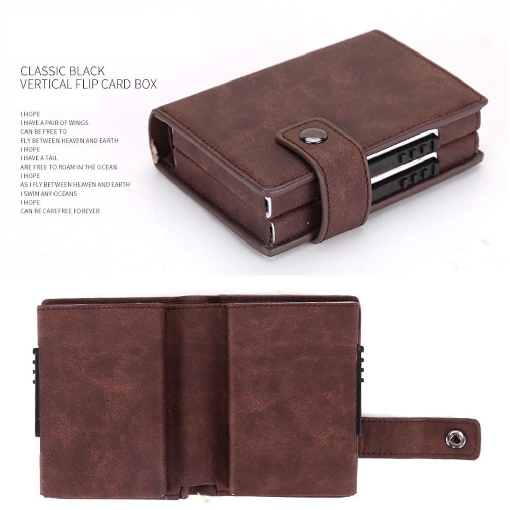 Men RFID Blocking Wallet Aluminium PU Double Box  Up Credit Card Box Case Holder