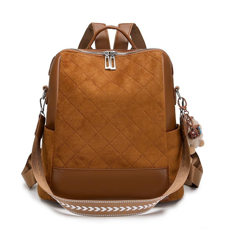 

Женский ромбовидный нейлоновый рюкзак через плечо коричневый