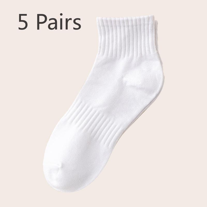 

5 пар чоловічих та жіночих всесезонних звичайних спортивних шкарпеток з бамбукового волокна М які, вологовідвідні та дихаючі бамбуково-бавовняні повсякденні шкарпетки 35-38 5pairs білий