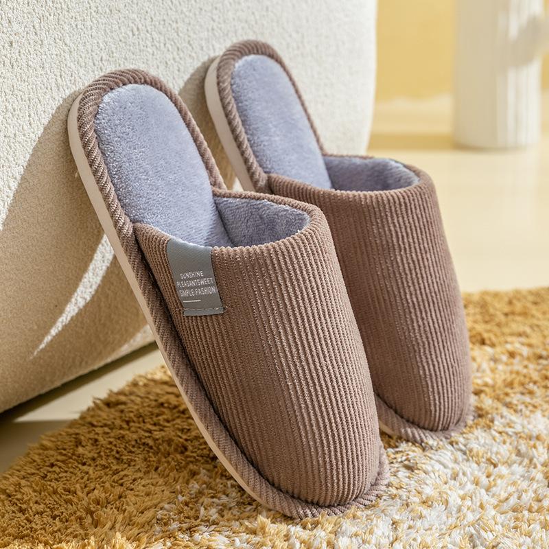 Autumn and Winter Home Cotton Slippers Couple Indoor Home Non-slip Thick Bottom Warm Plush Slippers