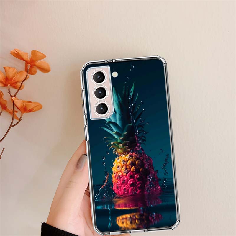 

Прозрачные чехлы для телефона с рисунком ананаса для Samsung S26 Ultra Galaxy S25 Edge S24 S23 FE S21 Plus S20 S22 S10 Чехол Узорный Совместим Samsung S25 Plus