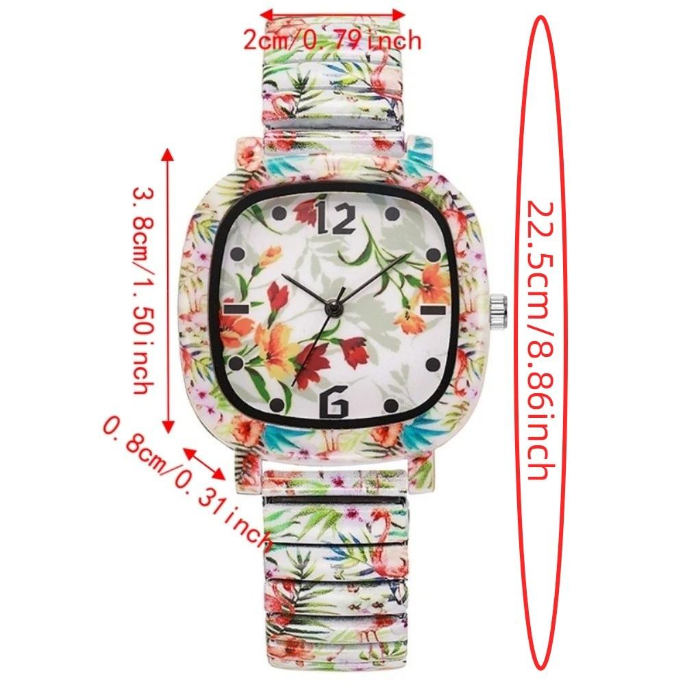Elastic Quartz Bracelet Watch Stainless Steel Stretch Strap Watch Square Wristwatch Women
