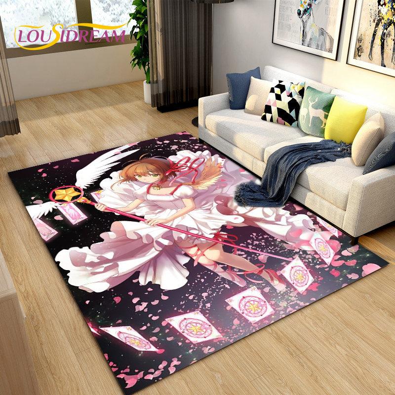 Cute Cartoon Cardcaptor Sakura Area Rug,Carpet Rug for Living Room Bedroom Sofa Doormat Decoration, Kids Play Non-slip Floor Mat