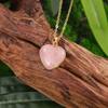 Rose Quartz Heart Shaped Natural Stone Agate Golden Edge Wrap Pendants Healing Crystal Chakra Reiki Love Gemstone