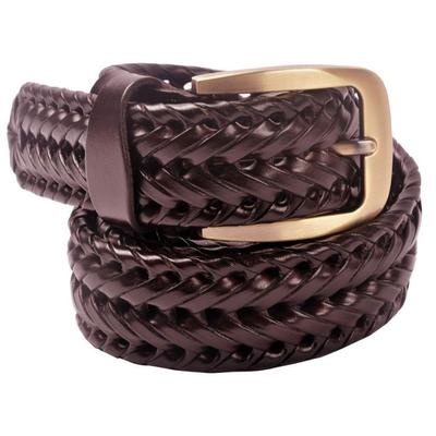 Mens Braided Genuine Leather Original Branded Belt | Woven Leather Belt for Casual Pants with Brass Buckle| Micro Adjustable