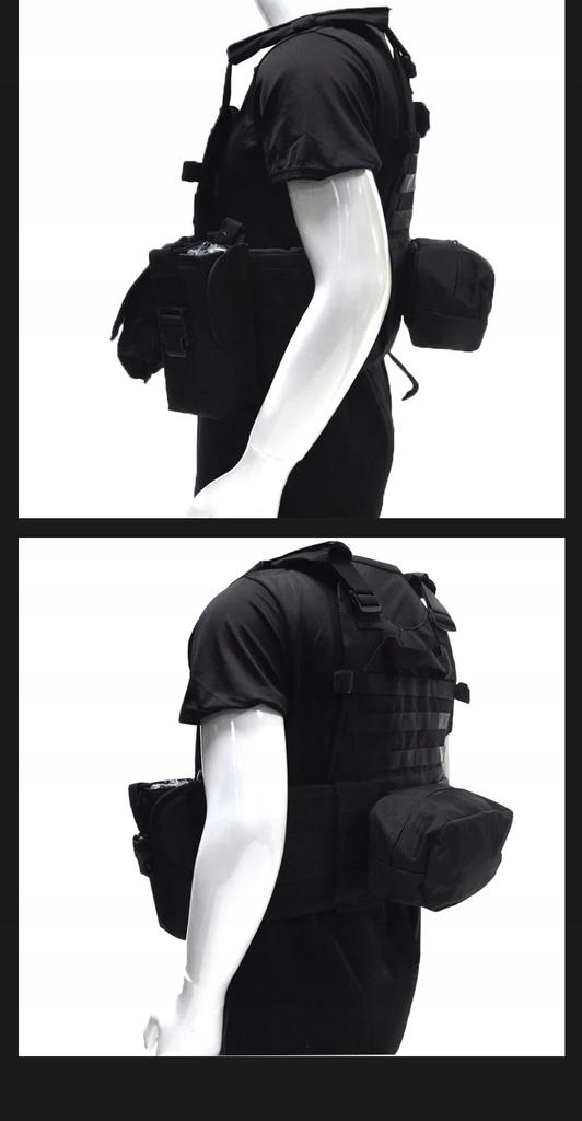 Military Tactical Vest 600D Molle Bags Pouches Black Camo