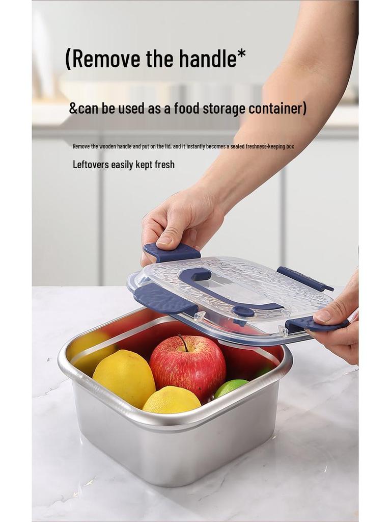 Stainless Steel Multifunctional Cookware: Square Deep Fryer, Milk Steamer, Noodle Pot, Portable Fresh-Keeping Box