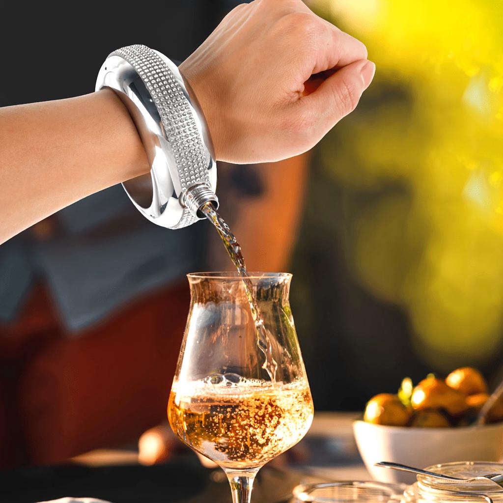 1pc Fashionable Stainless Steel Bangle Flask for Ladies - Discreetly Hides Wine, Cocktails & Spirits - Perfect Party Accessory for Summer Entertaining