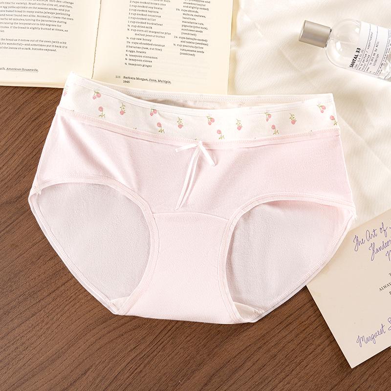 Japanese Contrast Color Block Cotton Women's Antibacterial Briefs