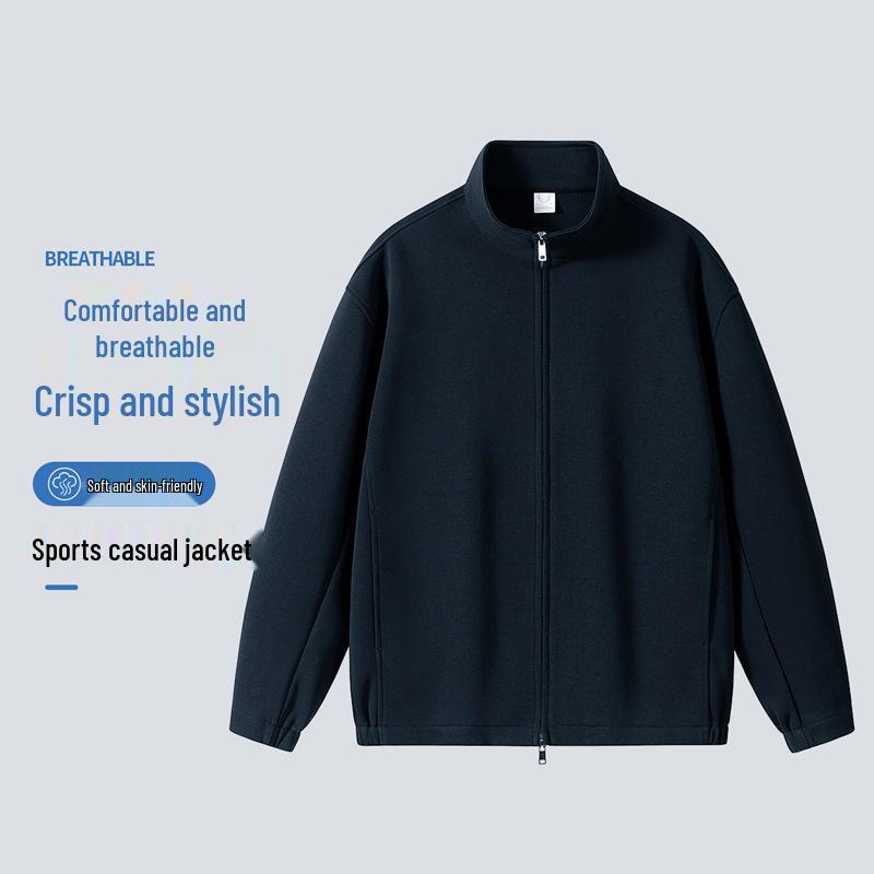 

Мужской свитер на молнии в стиле ретро со стойкой - Однотонный, Тяжелый, 360 г XL темно-синий