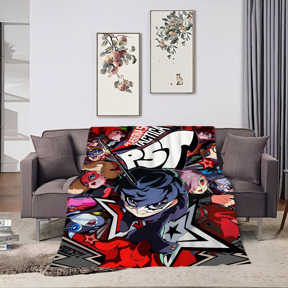 Game Cool 5 Cute Blanket Plush Nap Sofa Rug P-Persona for Living Room Warm Office Bedroom Birthday Home Travel Kid Gifts