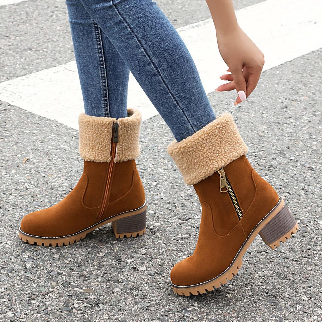 Tiefe Winter Hairy Schneestiefel Dicke Ferse Kurze Stiefel Kurze Stiefel