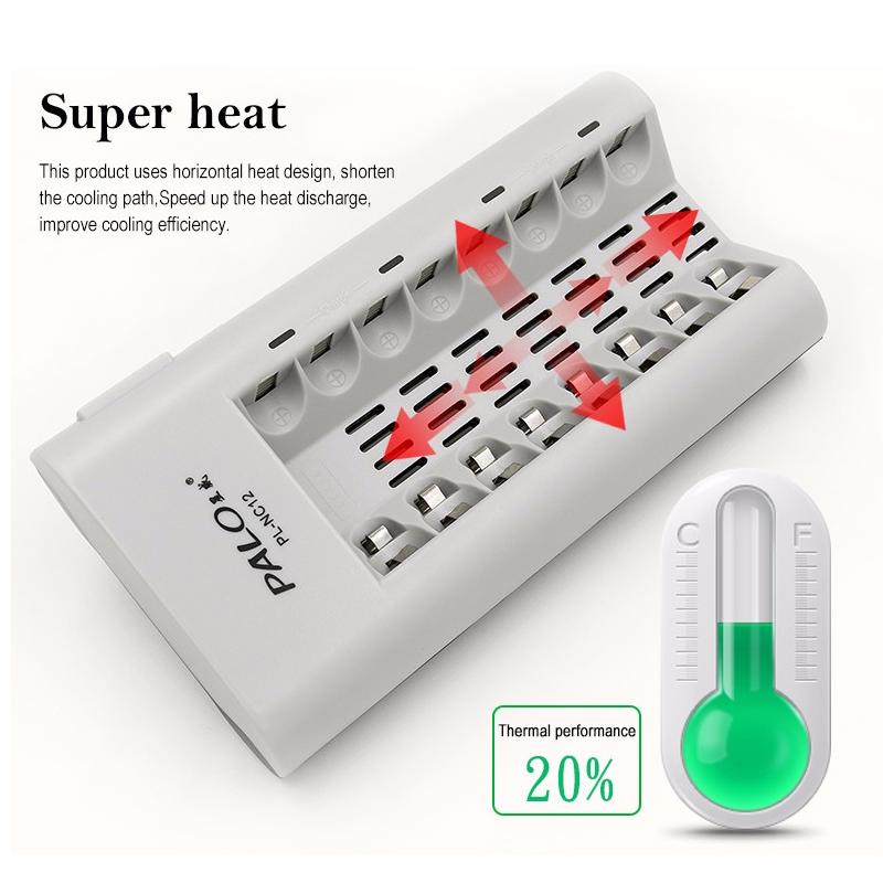 PALO Charger Original 8 Slots Charger For AA AAA Ni-MH Ni-Cd 1.2v Batteries Intelligent Rechargeable Battery Charger