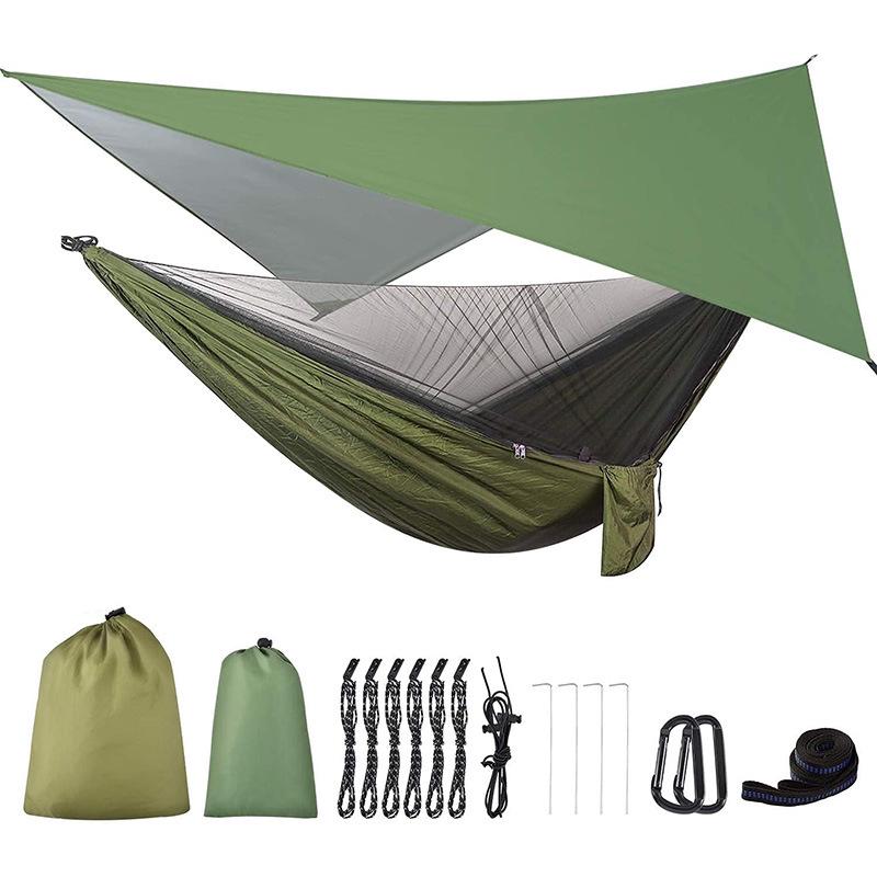 Waterproof Green Camping Hammock with Mosquito Net - Portable Single/Double Tent for Outdoor & Indoor Use