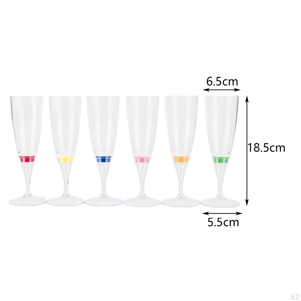 6x Champagne Flutes Drinkware Set Plastic LED Cocktail Cup Glassware Wine Glasses Toasting