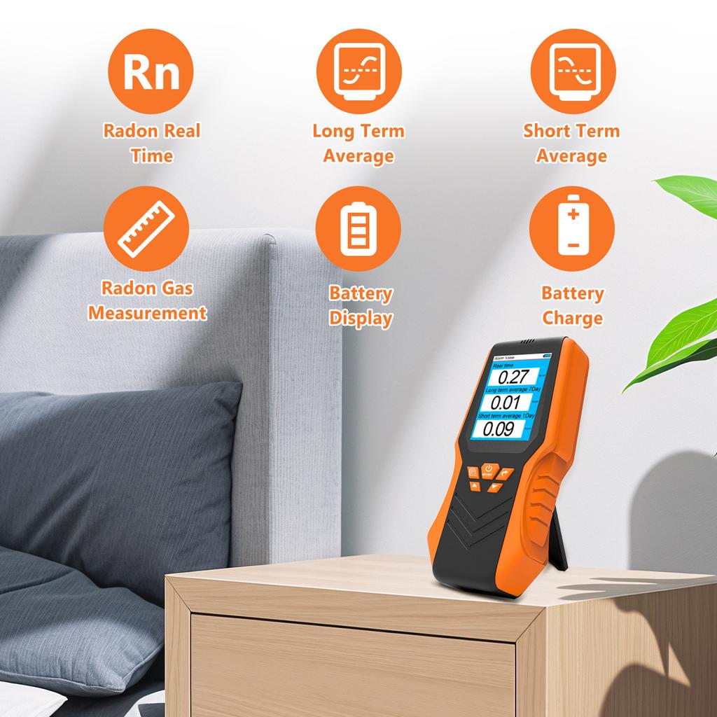 Radon Detector Portable Radon Gas Tester 0.1-1750 PCi/L Fast Accurate Results for Home & Environmental Monitoring Handheld Radon Gas Real-time Value