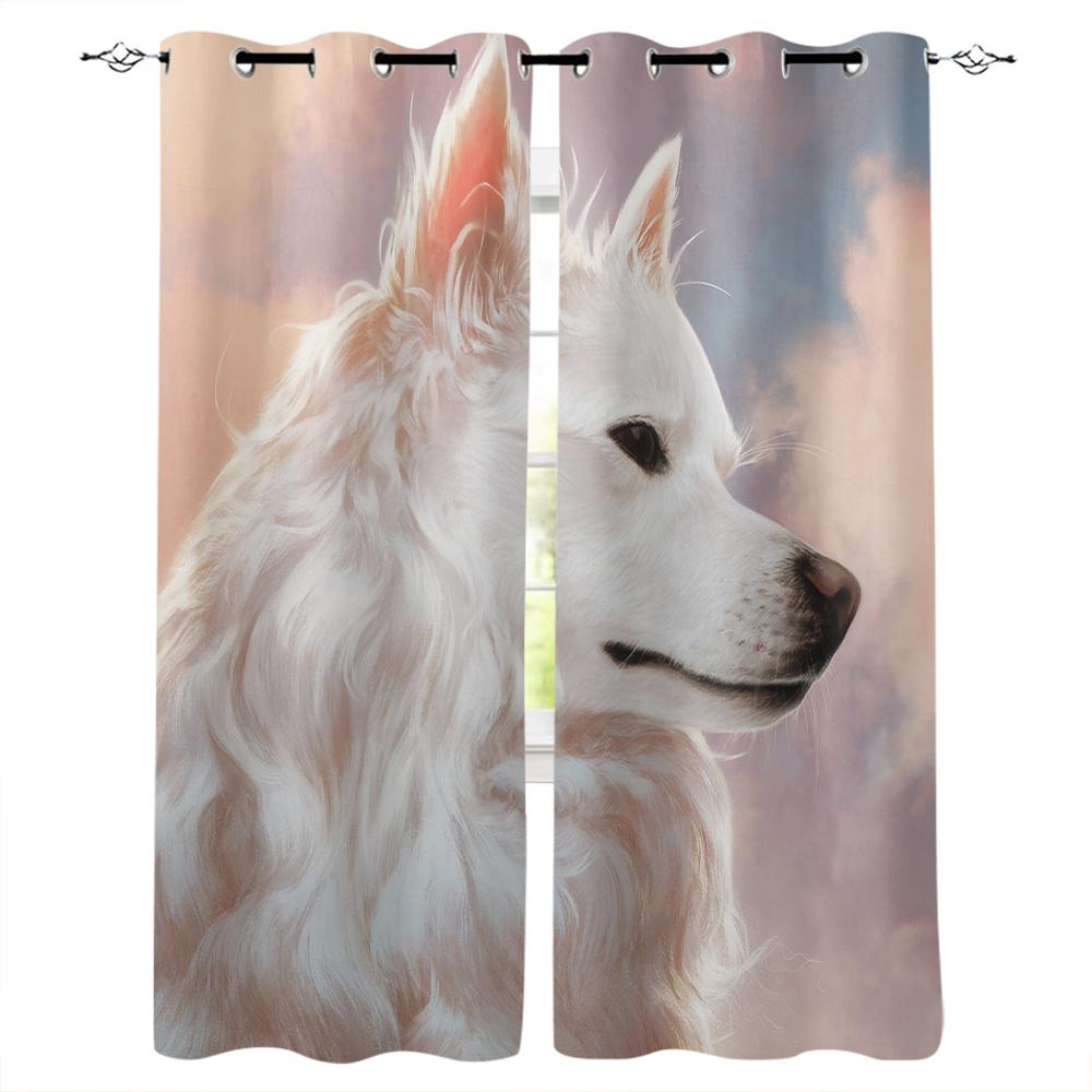 

Занавески на окна с изображением белого волка, шторы для гостиной, декоративные предметы для гостиной 135W x 60H(cm)