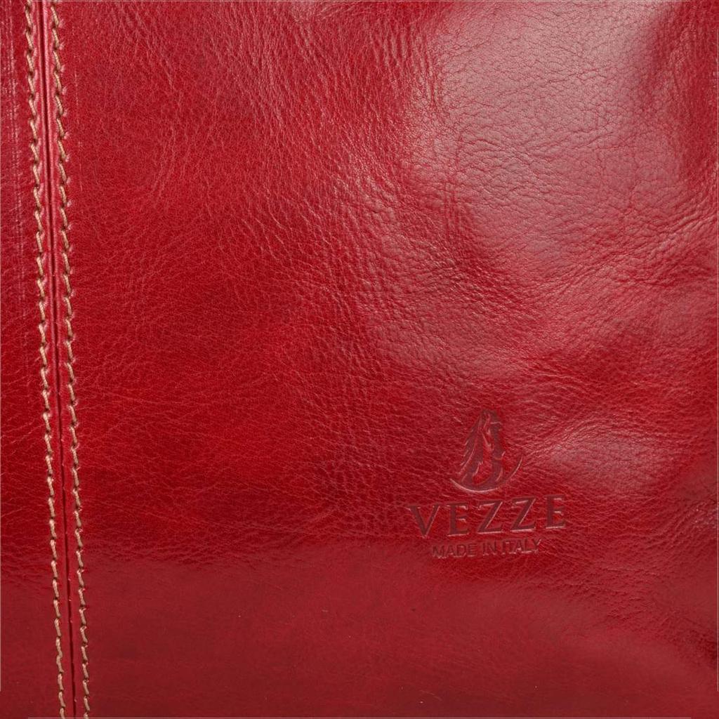 Leather Shopper Bag XL Burgundy Red Vezze Maxi