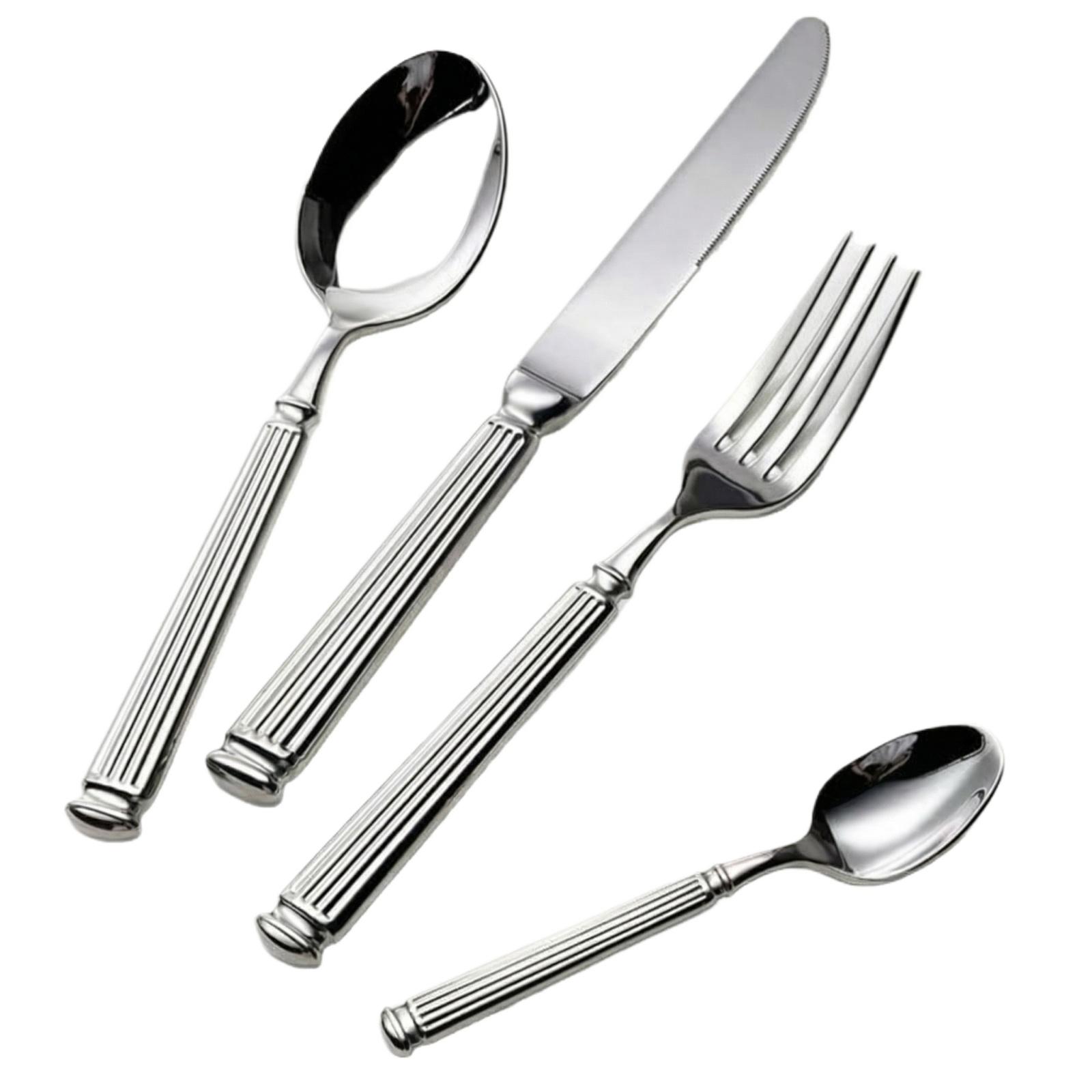

4PCS Stainless Steel Knife, Fork, Spoon Creative Set серебряный
