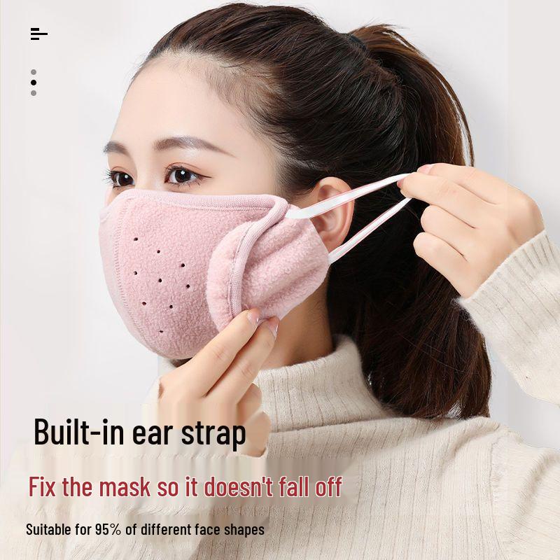 Windproof Winter Cycling Mask with Earmuffs - Breathable 3D Cotton Face and Ear Protector.