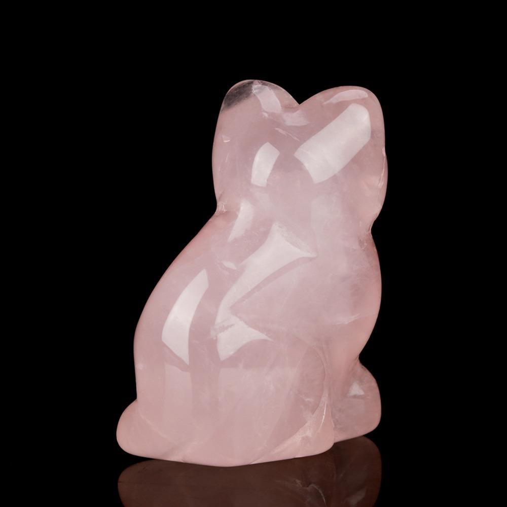 1.5 Inch Mini Cat Crystal Statue Pink Gift Cat Figurine Rose Quartz Figurine Office Desk