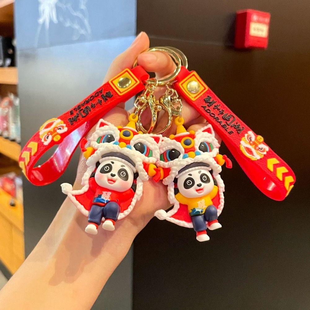 Small Pendants Year Snake Keychain Red Color Cartoon Keyring Lion Dance Doll  Daily Use