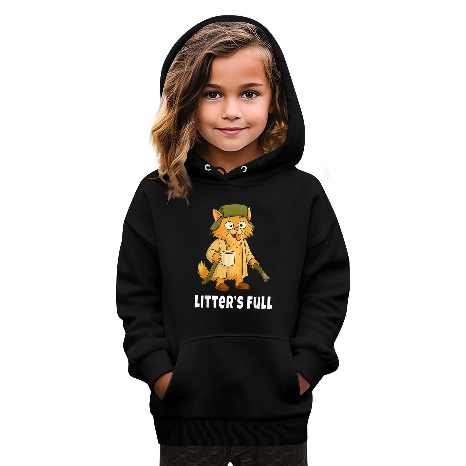 

Толстовки для девочек-подростков, толстовки с длинным рукавом, пуловер с завязками, симпатичная толстовка большого размера 140 чёрный