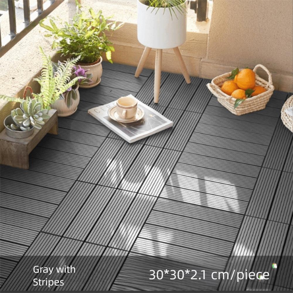 Interlock Wooden WPC Floor Hardwood Terrace Brick New Patio Deck Tiles  Landscaping