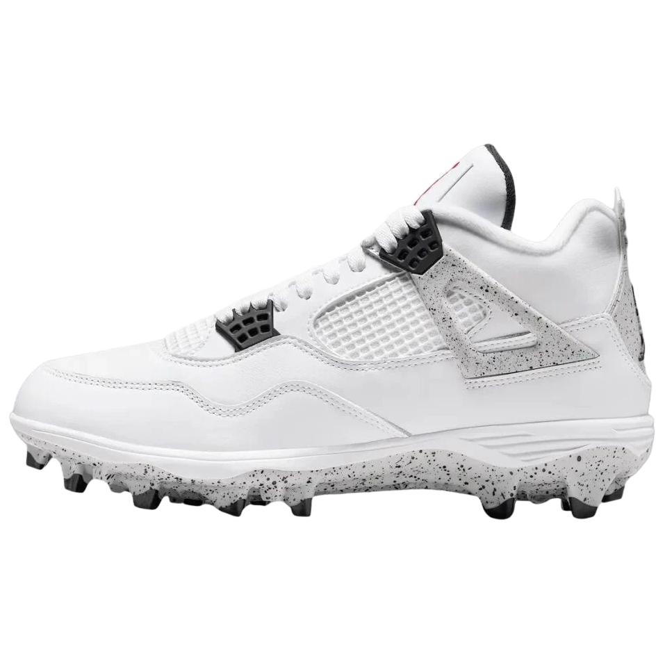 Air Jordan 4 Retro TD Cleat White Cement Unisex Sneakers Fire-Red Black Tech-Grey HQ0207-106