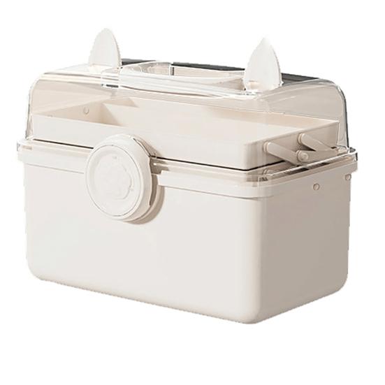 Household Medicine Storage Box with Safety Lock And Transparent Top Cover