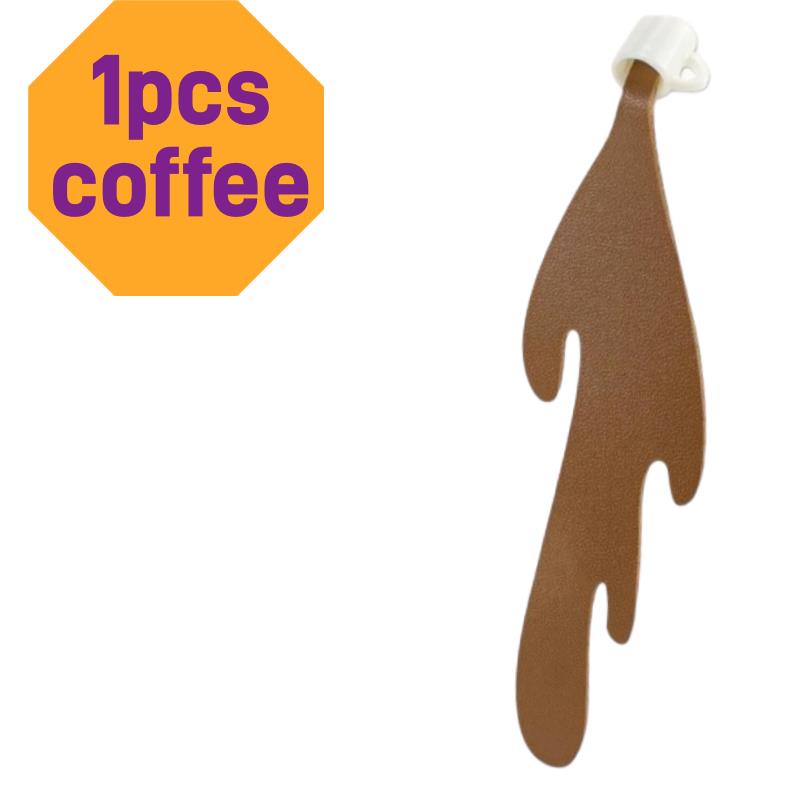 1/2pc Faux Leather Coffee Cup Bookmark – Durable, Feather-Resistant, No Power, Great for Book Lovers & Gifting