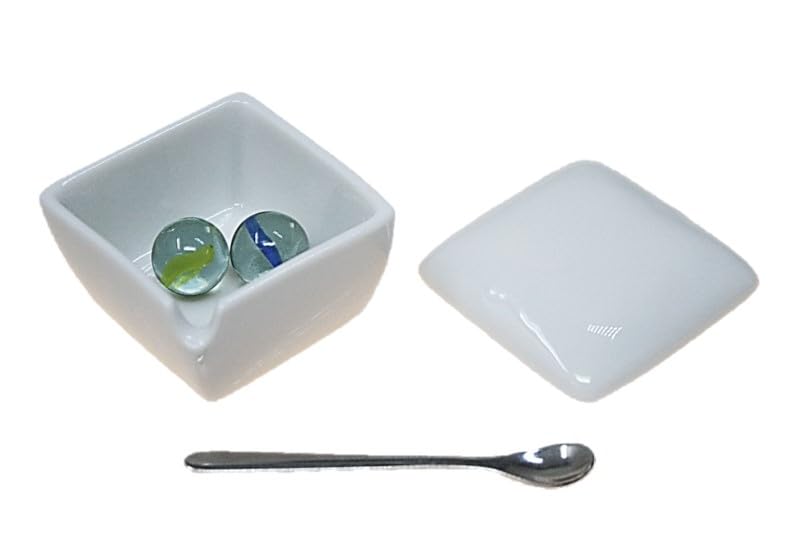 White Square Condiment Condiment Set of Made In Stainless Steel Spoon Commercial Japanese Yakiniku Commercial Rock ACS WEB SHOP 5, Japan, Ceramic,
