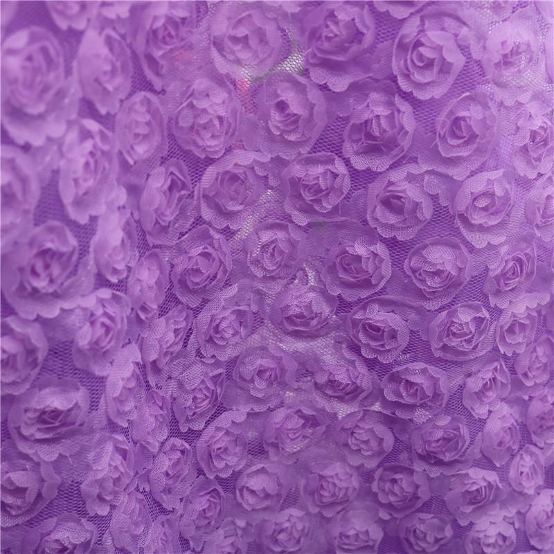 1 Yard Rose Flower Tulle Mesh Fabric Stretch 3D Rose Embroidery Designer Fabric DIY Sewing Wedding Party Dress Background Decor